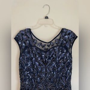 NWT - Maxi Navy Short Sleeve Beaded Mother of Bride Dress XXL